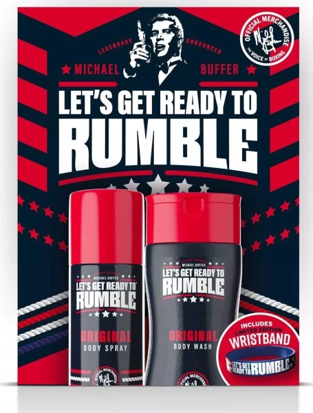 Coffret cadeau Michael Buffer Let's Get Ready To Rumble : gel douche 250ml + brume corporelle 150ml + bracelet