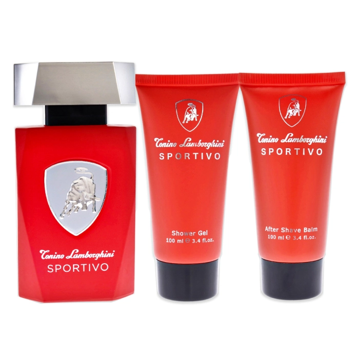 Lamborghini Sportivo Gift Set 125ml EDT Spray + 100ml Shower Gel + 100ml Aftershave Balm