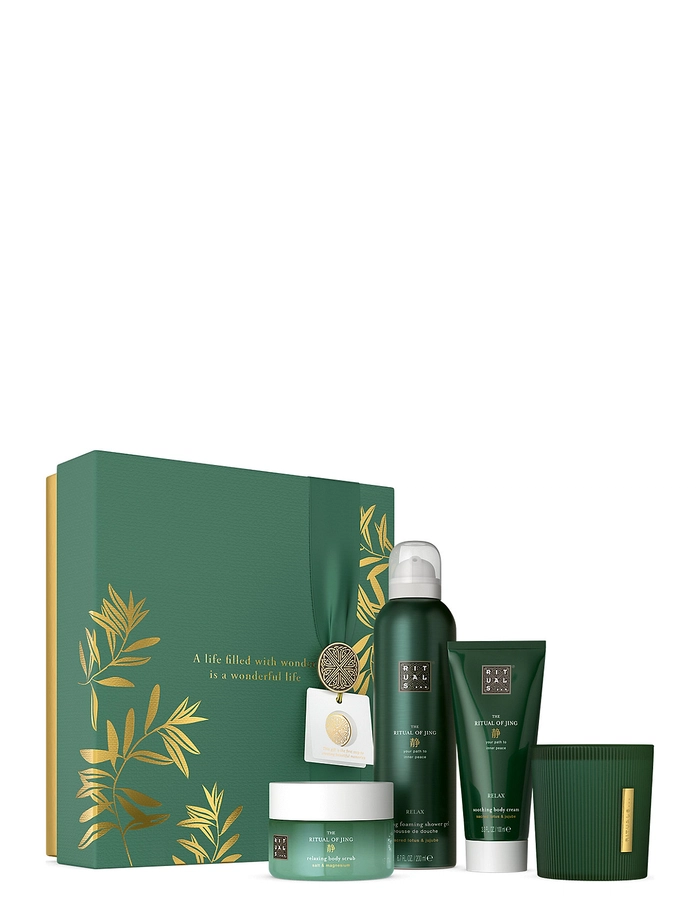 The Ritual of Jing Gift Set 200ml Shower Gel + 100ml Body Cream + 125g Body Scrub + 140g Scented Candle