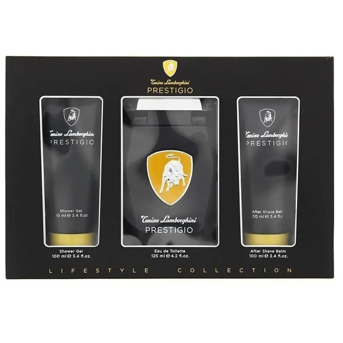Lamborghini Prestigio Gift Set 125ml EDT Spray + 100ml Shower Gel + 100ml Aftershave Balm